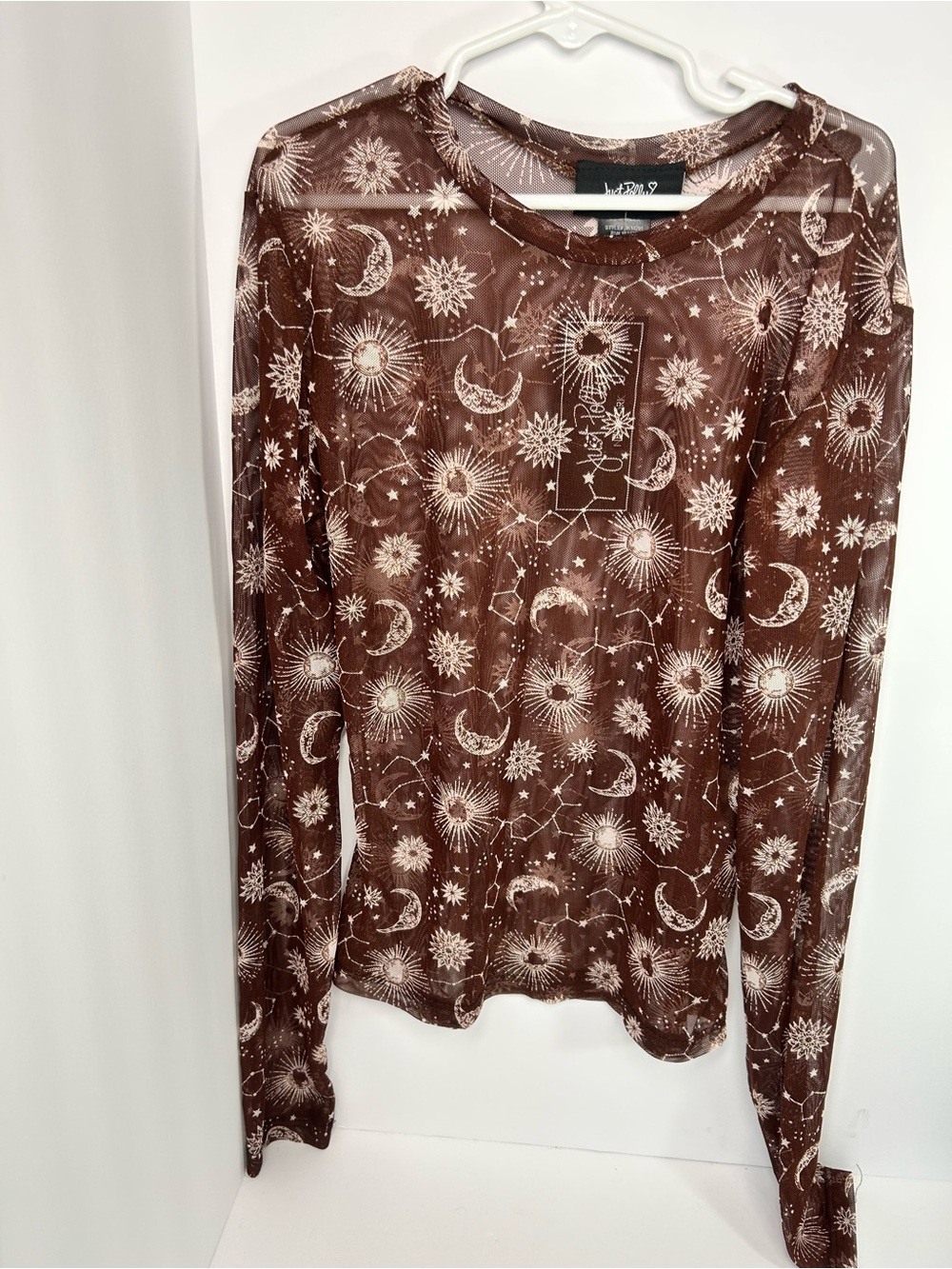 Celestial Mesh Long Sleeve Tee - Brown